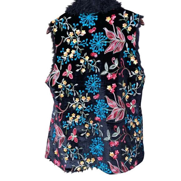 Boho hippie artsy open front floral embroidery stunning artesian inspired Sz L - Picture 2 of 4